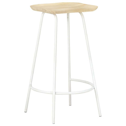 Bar Stool Set of 2 Bleached wood, White