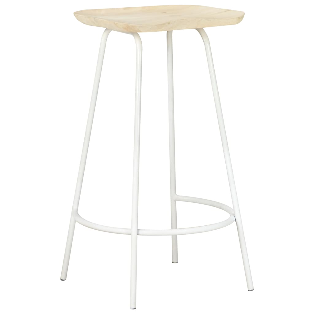 Bar Stool Set of 2 Bleached wood, White