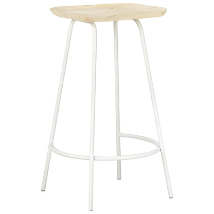 Bar Stool Set of 2 Bleached wood, White