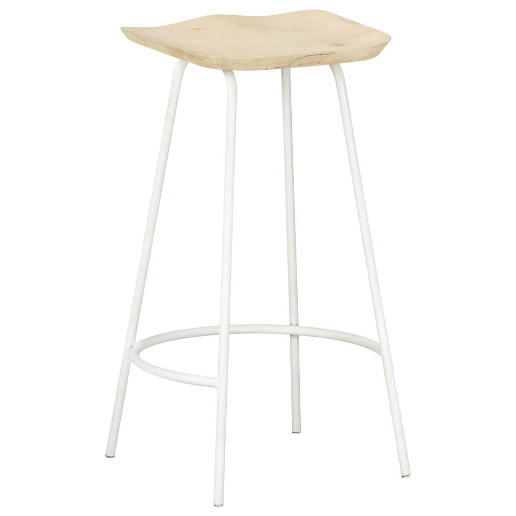 Bar Stool Set of 2 Bleached wood, White