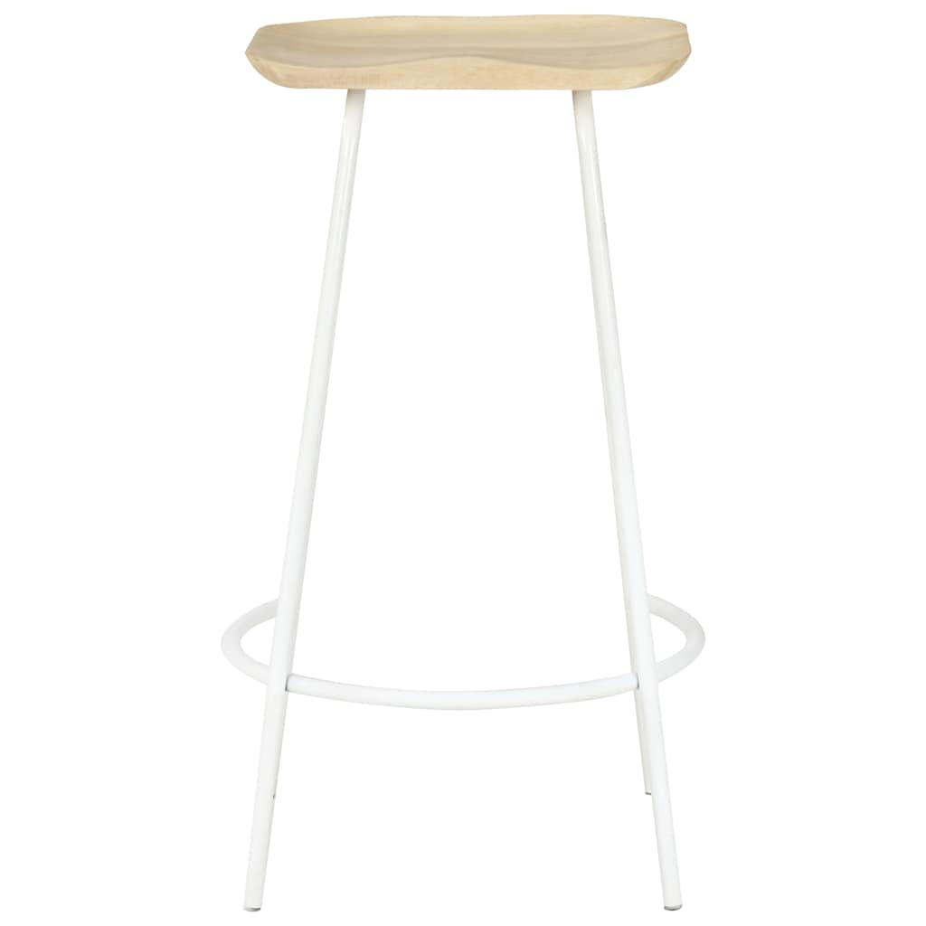 Bar Stool Set of 2 Bleached wood, White