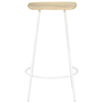 Bar Stool Set of 2 Bleached wood, White