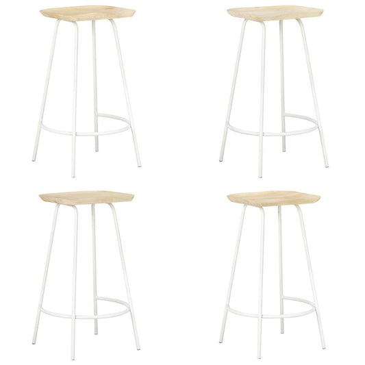 Bar Stool Set of 4 Bleached wood and white