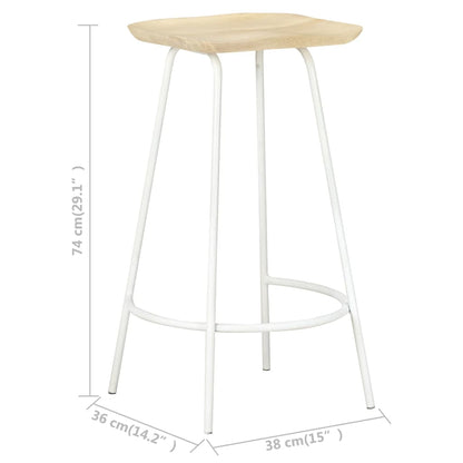 Bar Stool Set of 4 Bleached wood and white