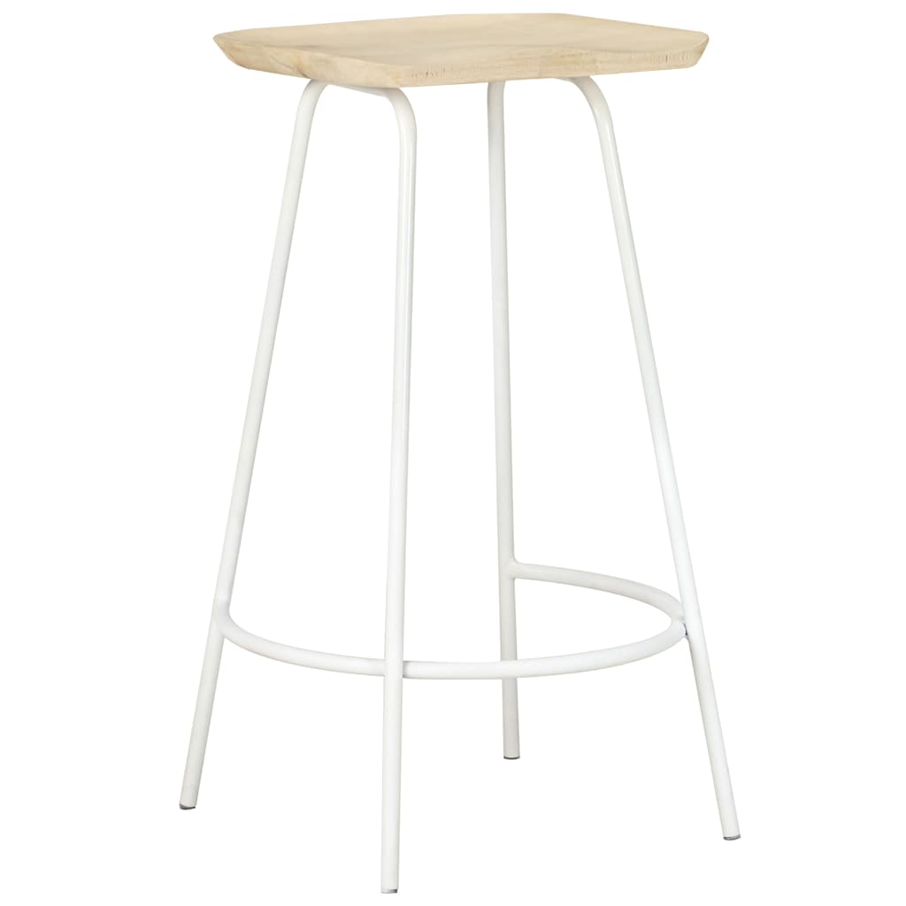 Bar Stool Set of 4 Bleached wood and white