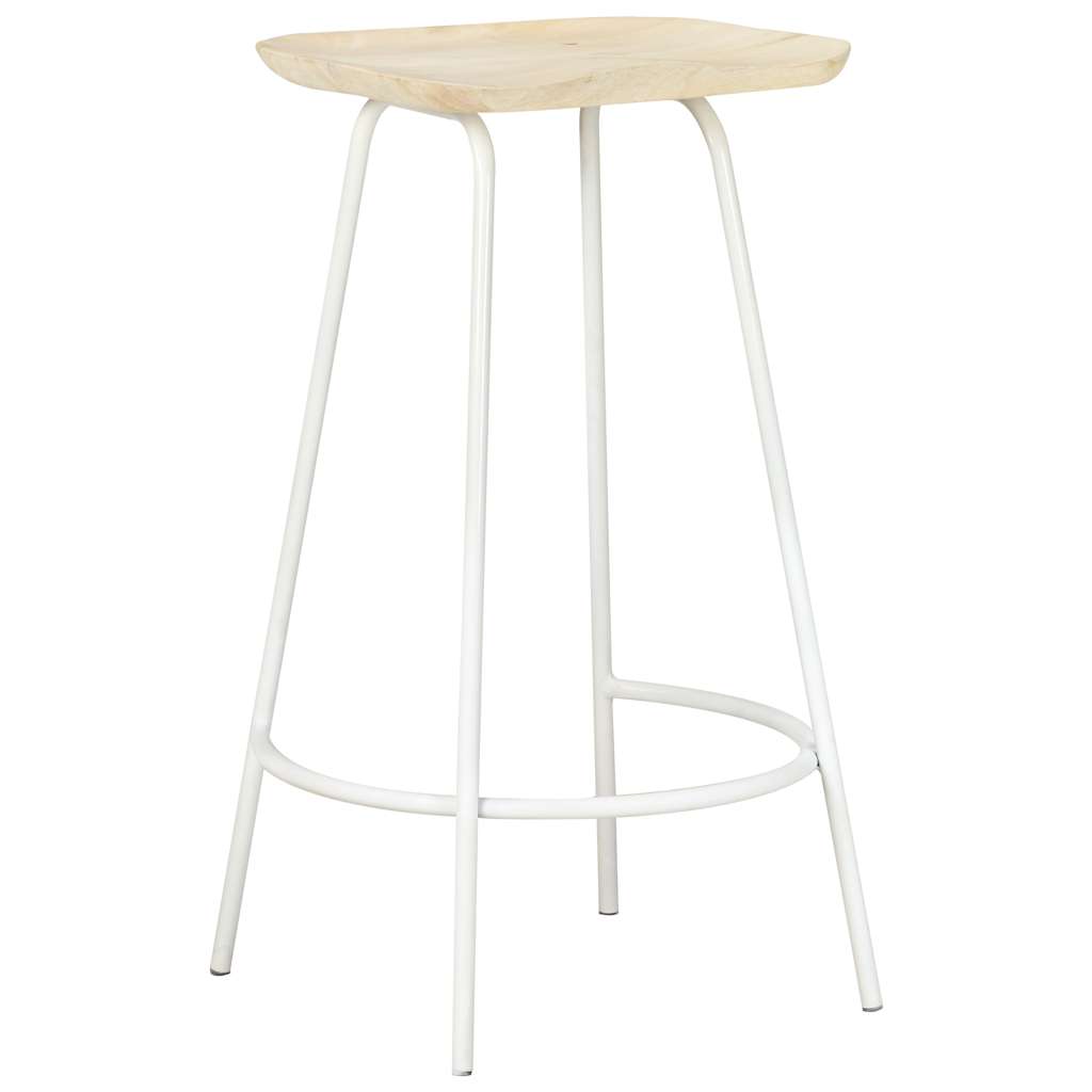 Bar Stool Set of 4 Bleached wood and white