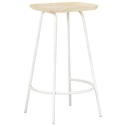 Bar Stool Set of 4 Bleached wood and white