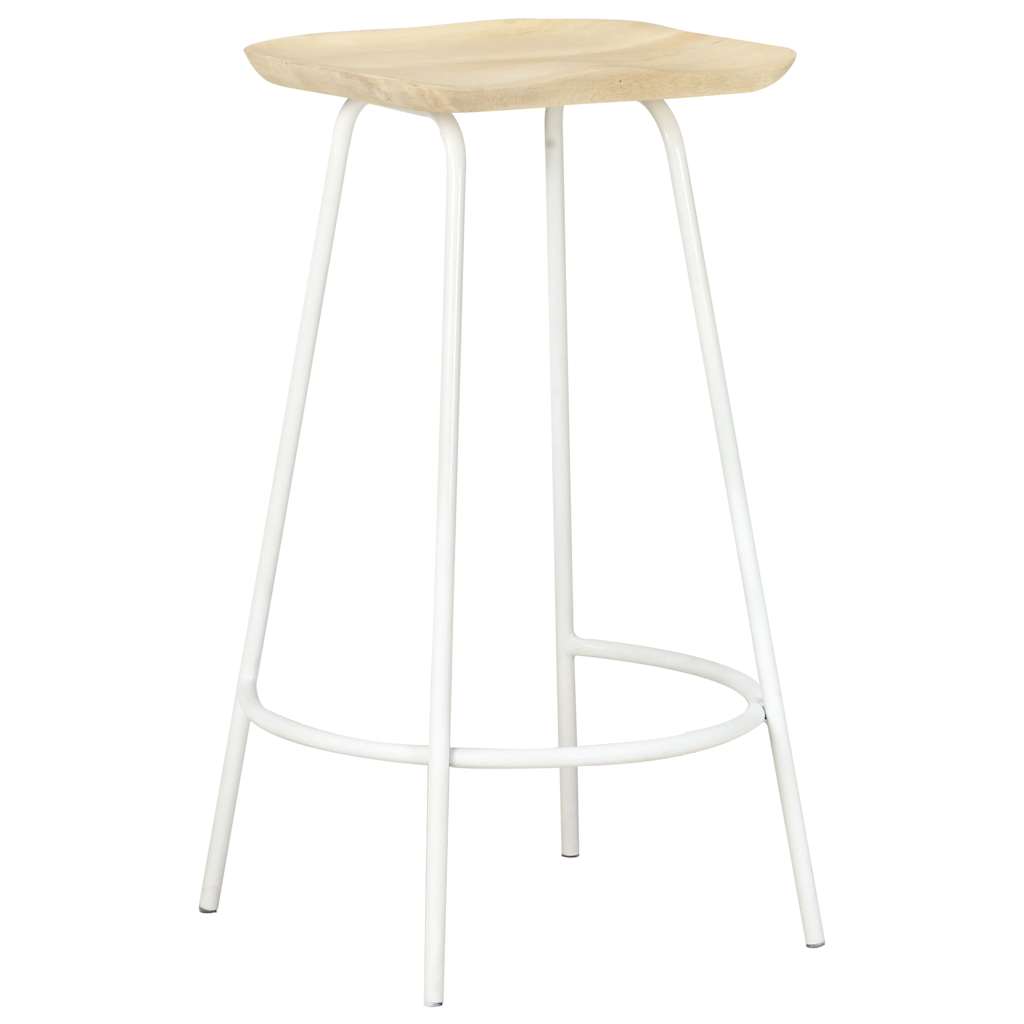 Bar Stool Set of 4 Bleached wood and white