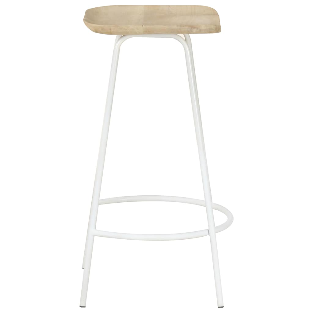 Bar Stool Set of 4 Bleached wood and white