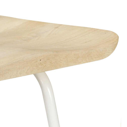 Bar Stool Set of 4 Bleached wood and white