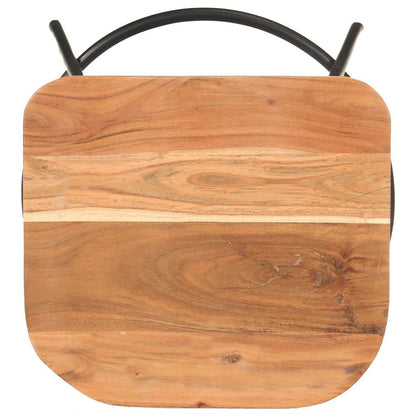 Bar Stool Set of 2 Natural Wood Solid Acacia Wood Standard