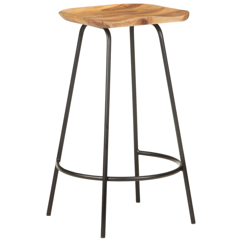 Bar Stool Set of 4 natural wood and black