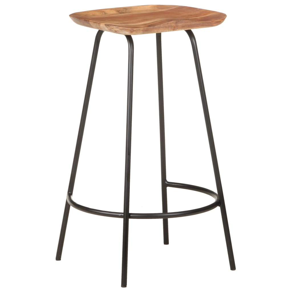 Bar Stool Set of 4 natural wood and black