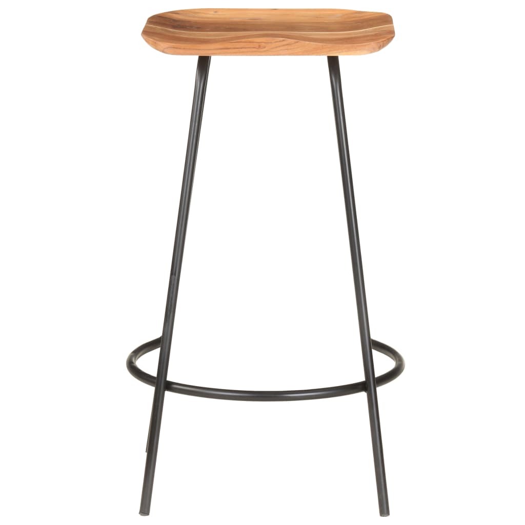 Bar Stool Set of 4 natural wood and black