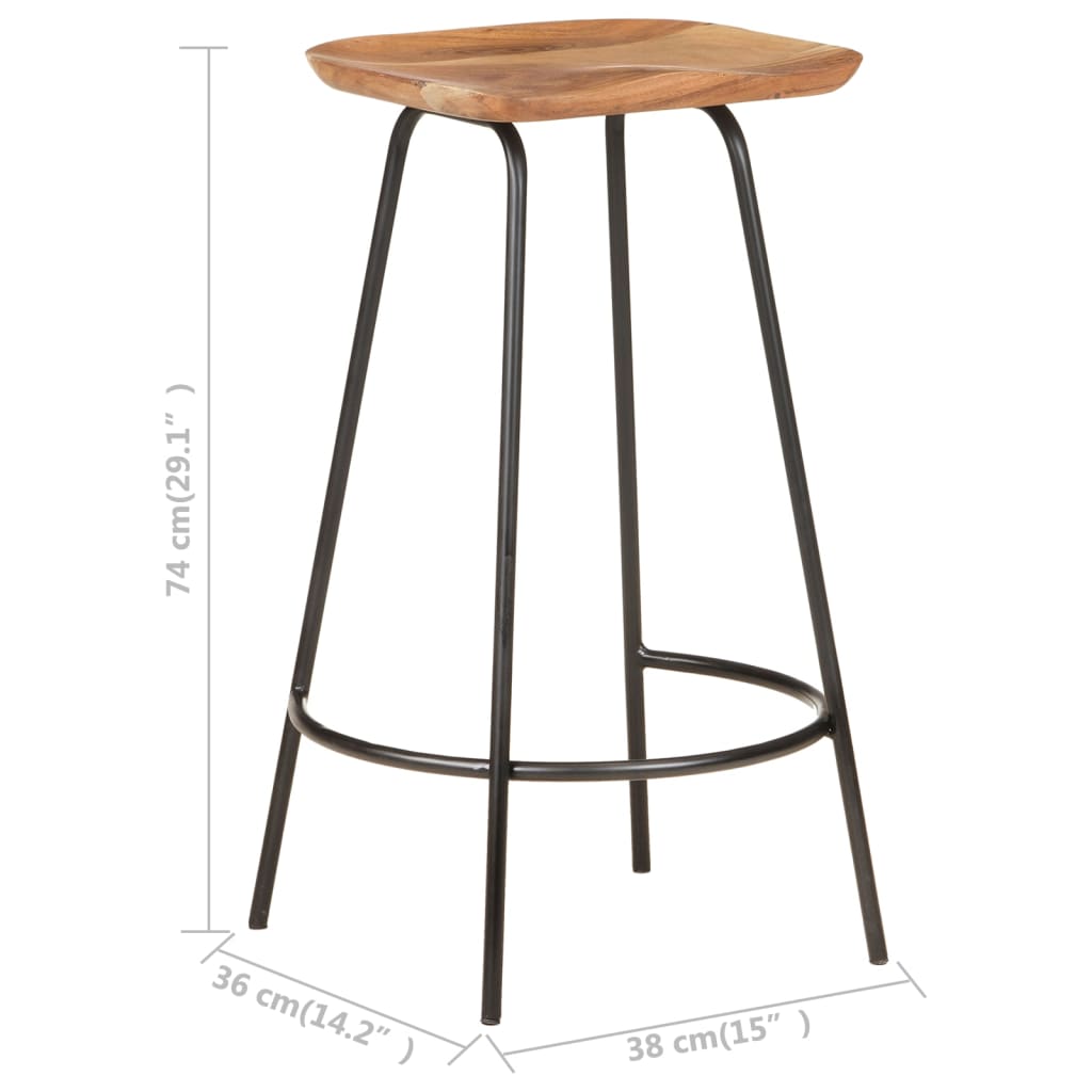 Bar Stool Set of 4 natural wood and black