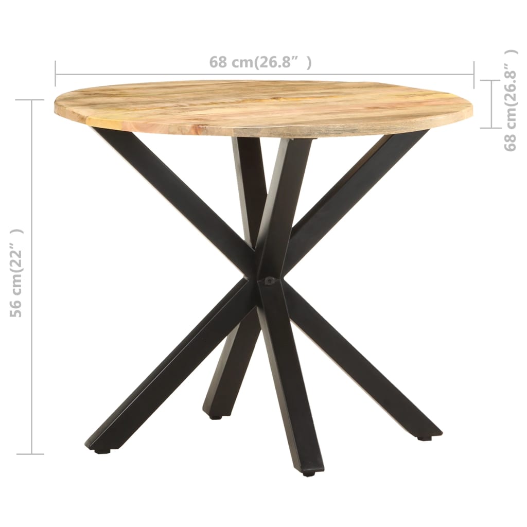 Side Table Natural wood, Black Solid mango wood, Powder-coated iron