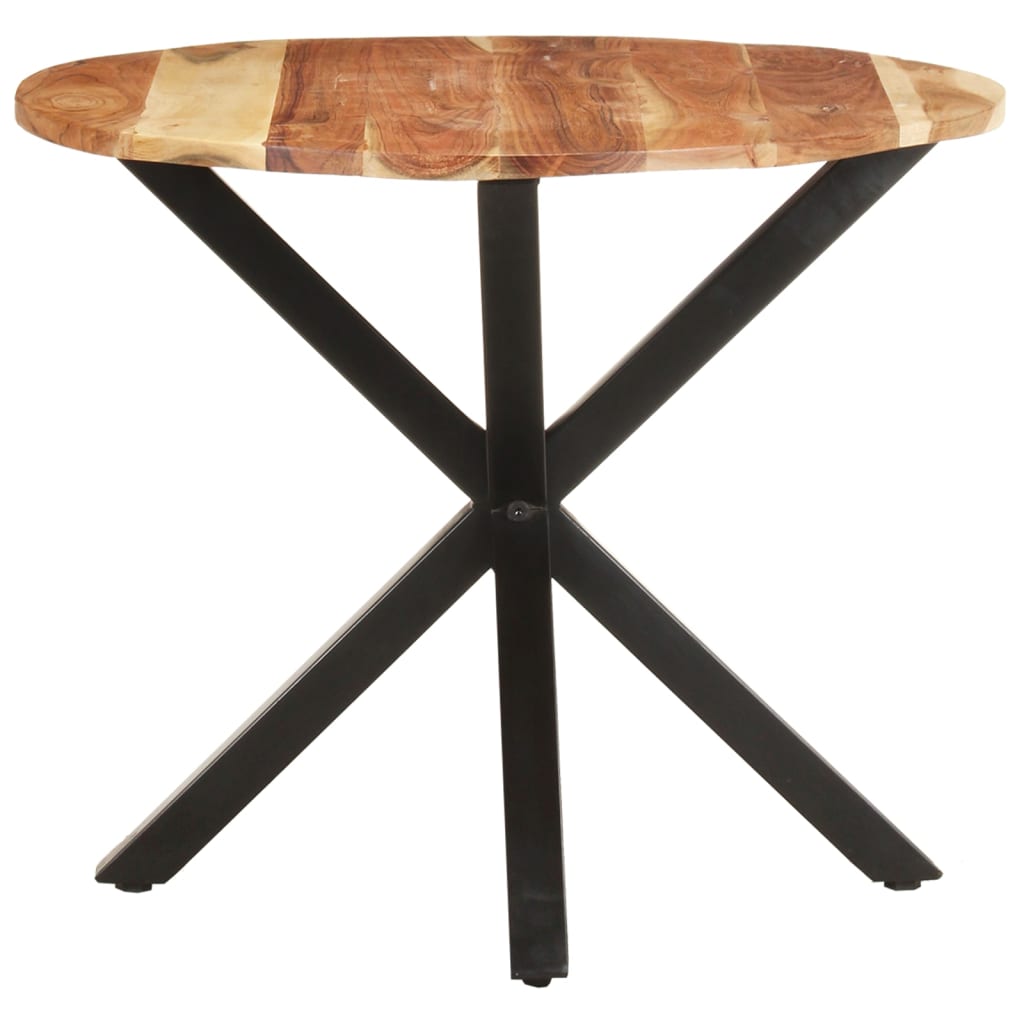 Side Table Natural wood and black Solid acacia wood Medium