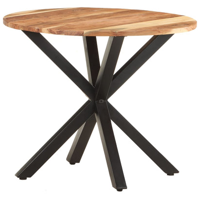 Side Table Natural wood and black Solid acacia wood Medium