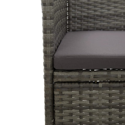 Dining Set Grey, Brown Poly rattan, acacia wood, powder-coated steel