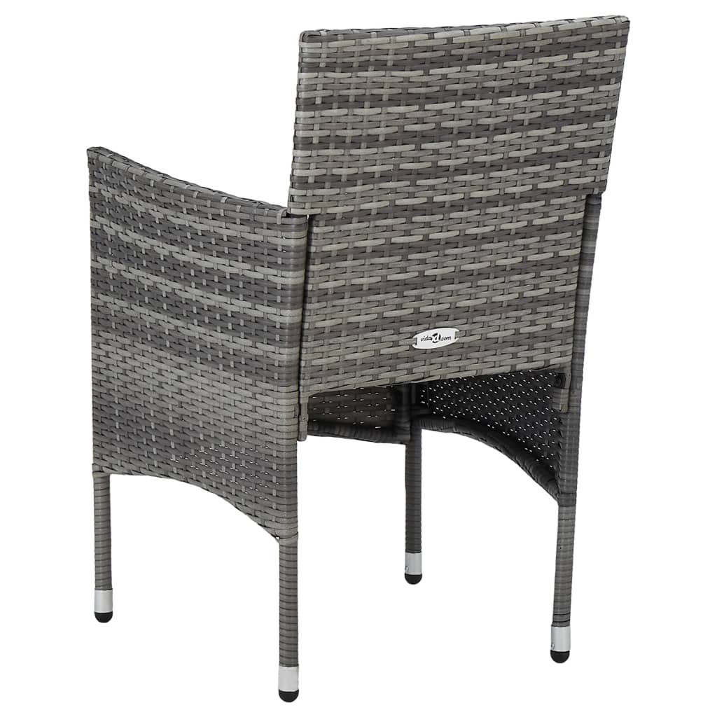 Dining Set Grey, Brown Poly rattan, acacia wood, powder-coated steel