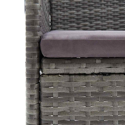 Dining Set Grey Poly rattan, tempered glass, powder-coated steel