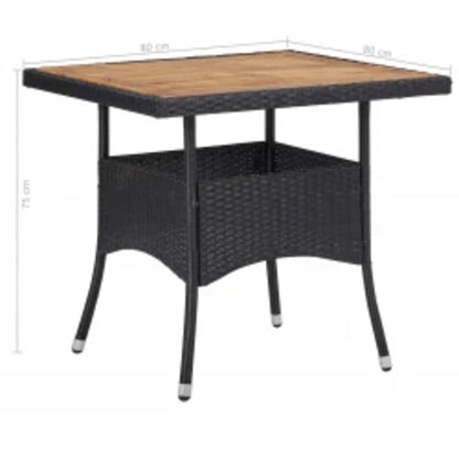 Dining Set Black Poly Rattan Medium Removable Covers