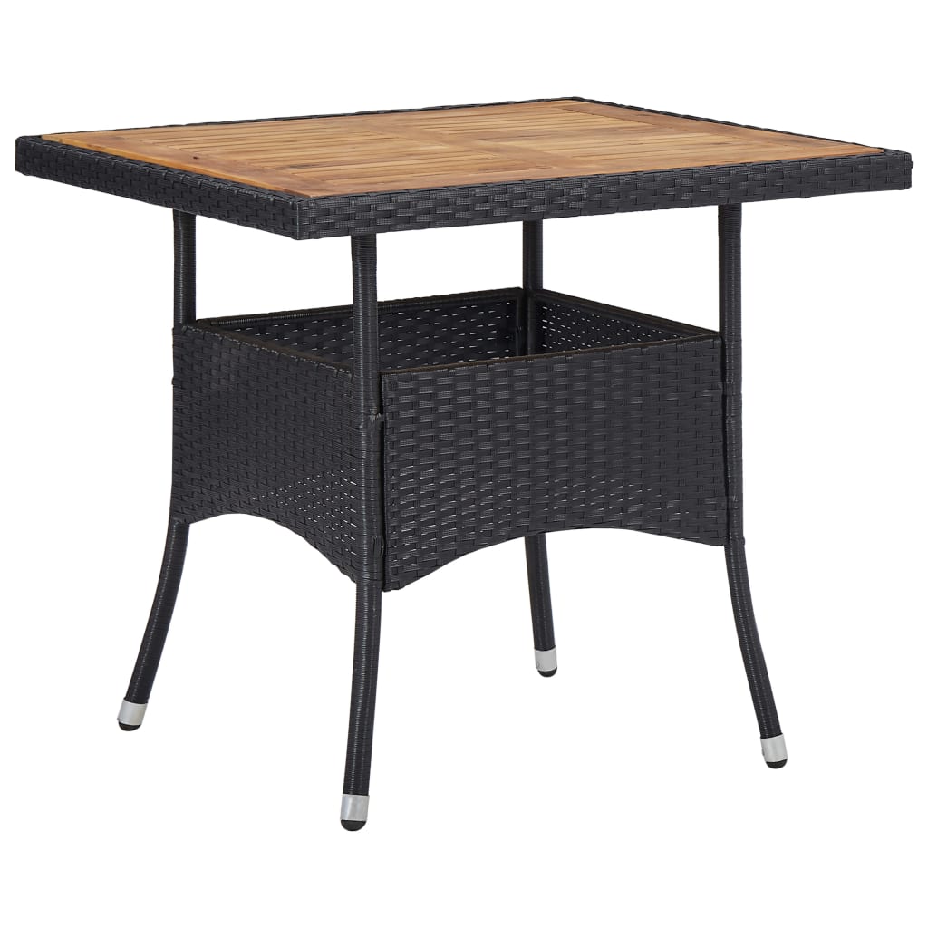 Dining Set Black Poly Rattan Medium Removable Covers