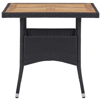 Dining Set Black Poly Rattan Medium Removable Covers