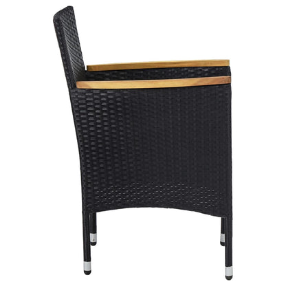 Dining Set Black Poly Rattan Medium Removable Covers