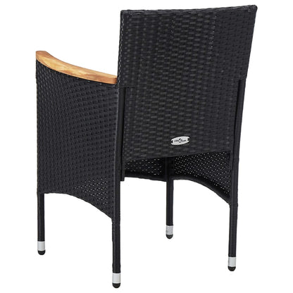 Dining Set Black Poly Rattan Medium Removable Covers