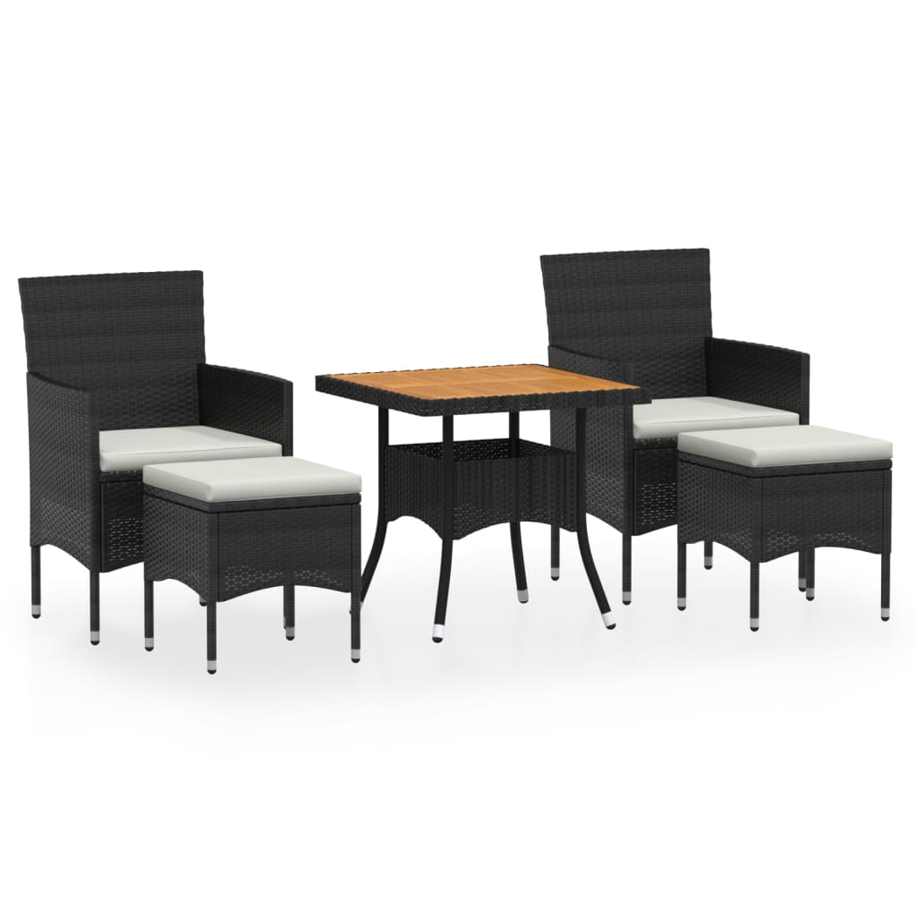 Garden Dining Set Black, Cream White