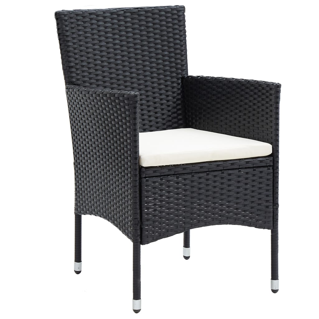 Garden Dining Set Black, Cream White