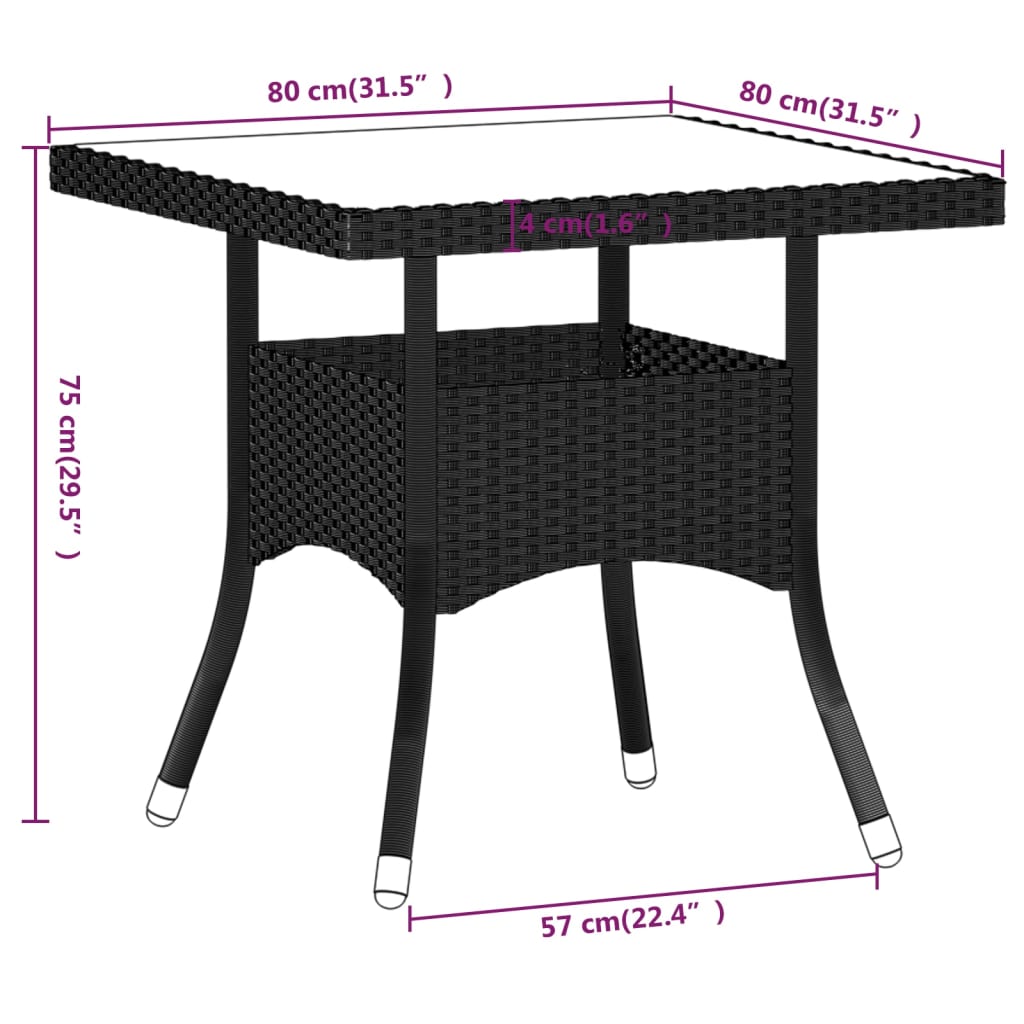 Garden Dining Set Black, Cream White