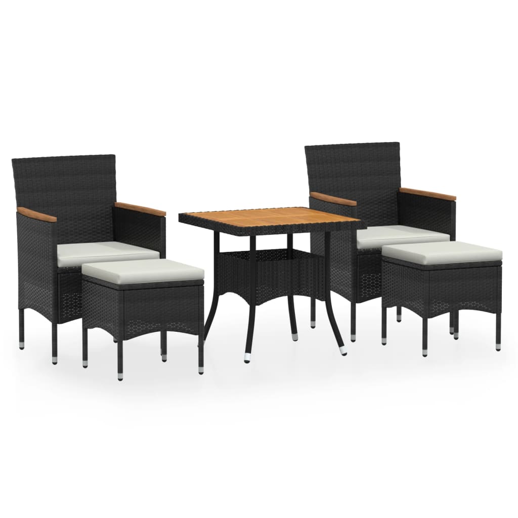 Garden Dining Set Black, Cream White Poly Rattan Medium
