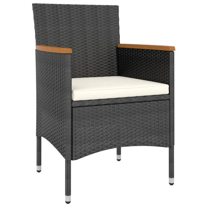 Garden Dining Set Black, Cream White Poly Rattan Medium