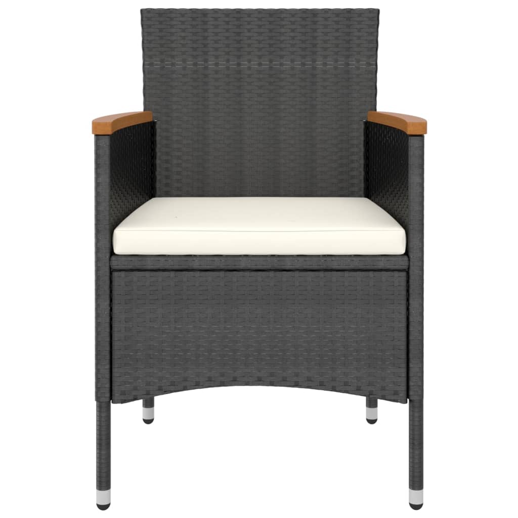 Garden Dining Set Black, Cream White Poly Rattan Medium