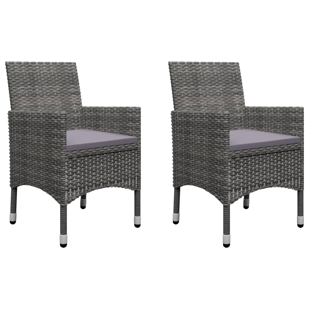 Bistro Set Grey Poly rattan, steel, tempered glass Small