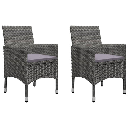 Bistro Set Grey Poly rattan, steel, tempered glass Small
