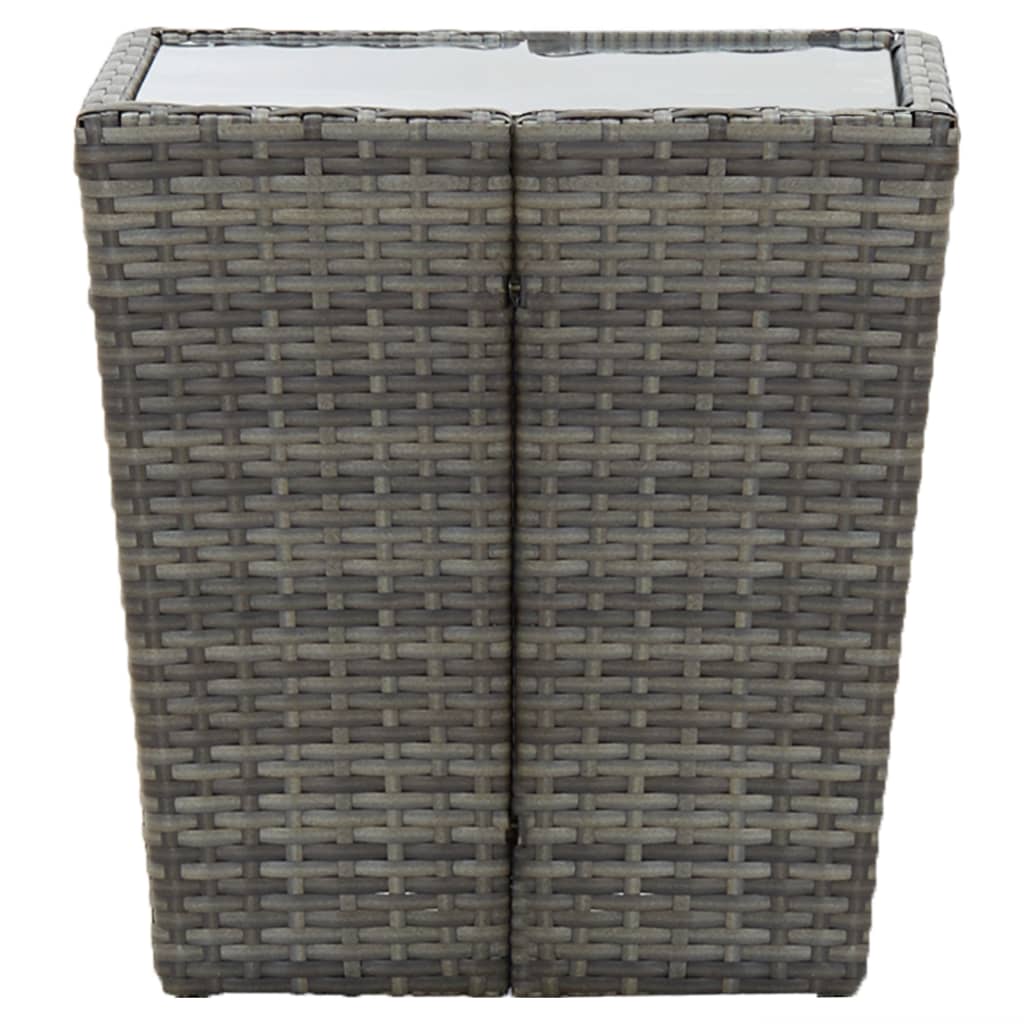 Bistro Set Grey Poly rattan, steel, tempered glass Small