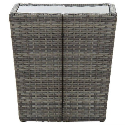 Bistro Set Grey Poly rattan, steel, tempered glass Small
