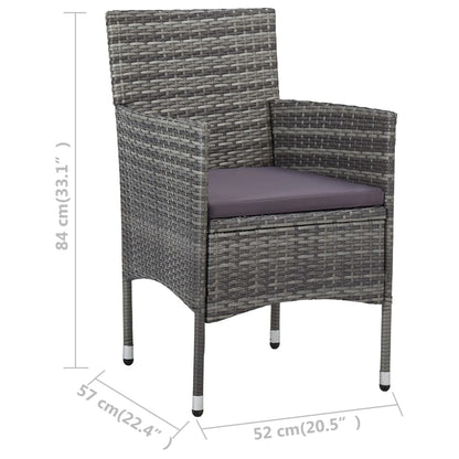 Bistro Set Grey Poly rattan, steel, tempered glass Small