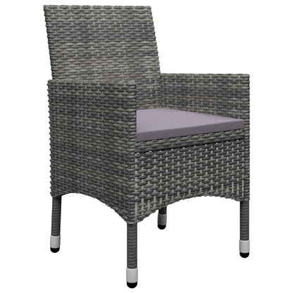 Bistro Set Grey Poly rattan, steel, tempered glass Small