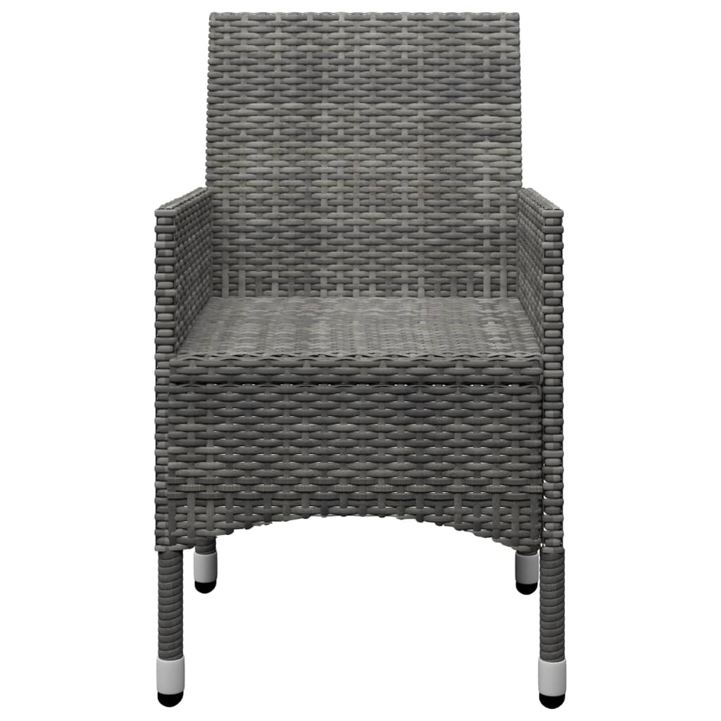 Bistro Set Grey Poly rattan, steel, tempered glass Small