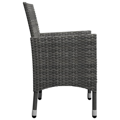 Bistro Set Grey Poly rattan, steel, tempered glass Small