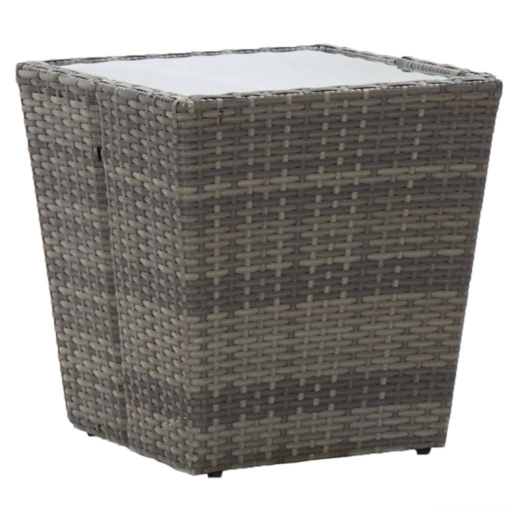 Bistro Set Grey Poly rattan, steel, tempered glass Small