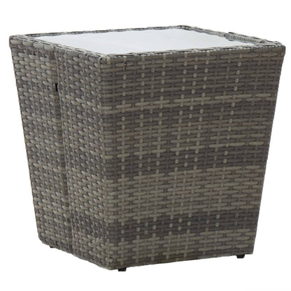 Bistro Set Grey Poly rattan, steel, tempered glass Small