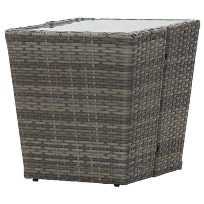 Bistro Set Grey Poly rattan, steel, tempered glass Small
