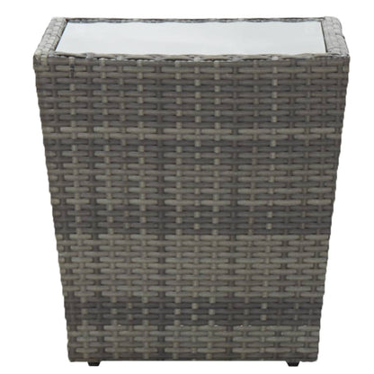 Bistro Set Grey Poly rattan, steel, tempered glass Small