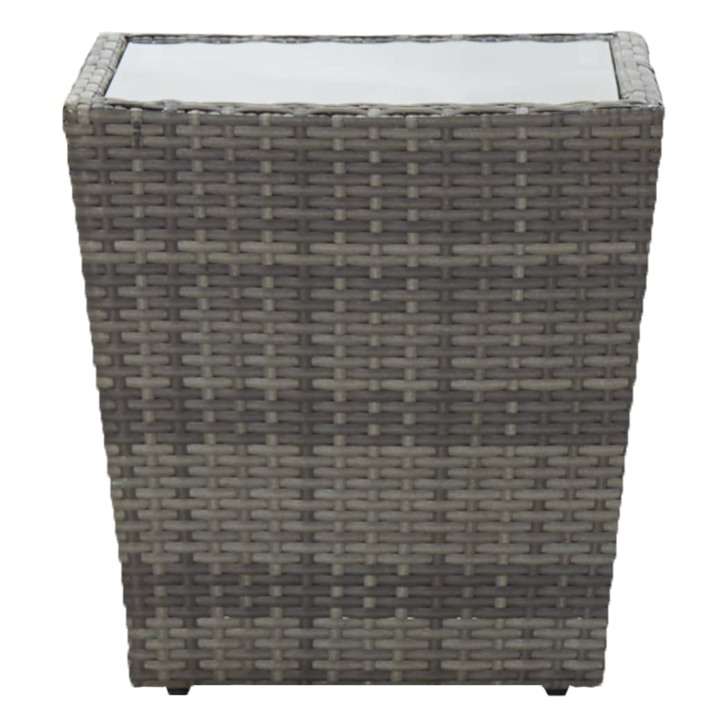 Bistro Set Grey Poly rattan, steel, tempered glass Small