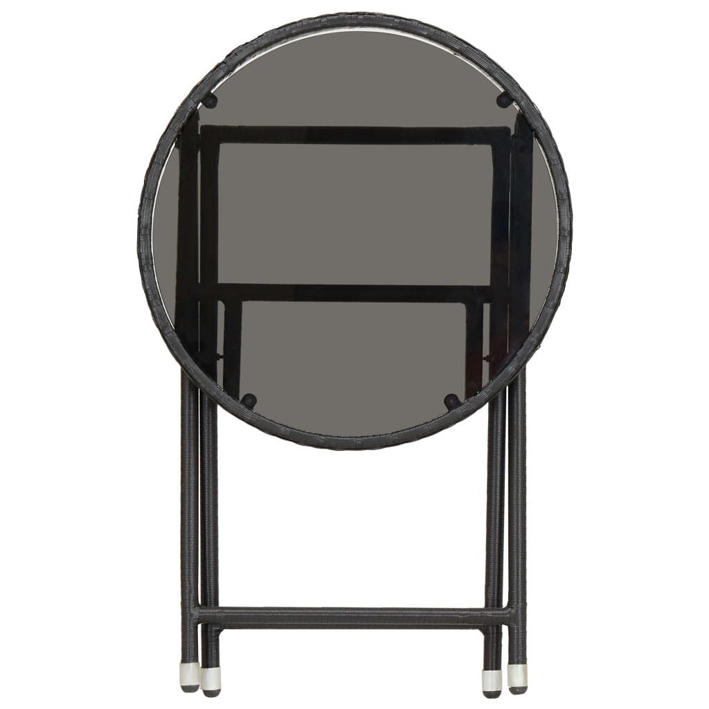 Bistro Set Black Poly rattan Small Foldable Bistro Set Round